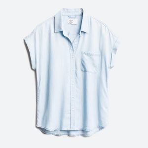 Cosmic Blue Ava Button Down Chambray Top